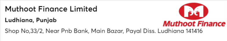 Muthoot finance limited Gold loan Branches in Ludhiana Punjab 1