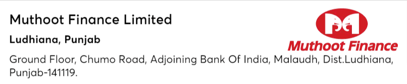 Muthoot finance limited Gold loan Branches in Ludhiana Punjab